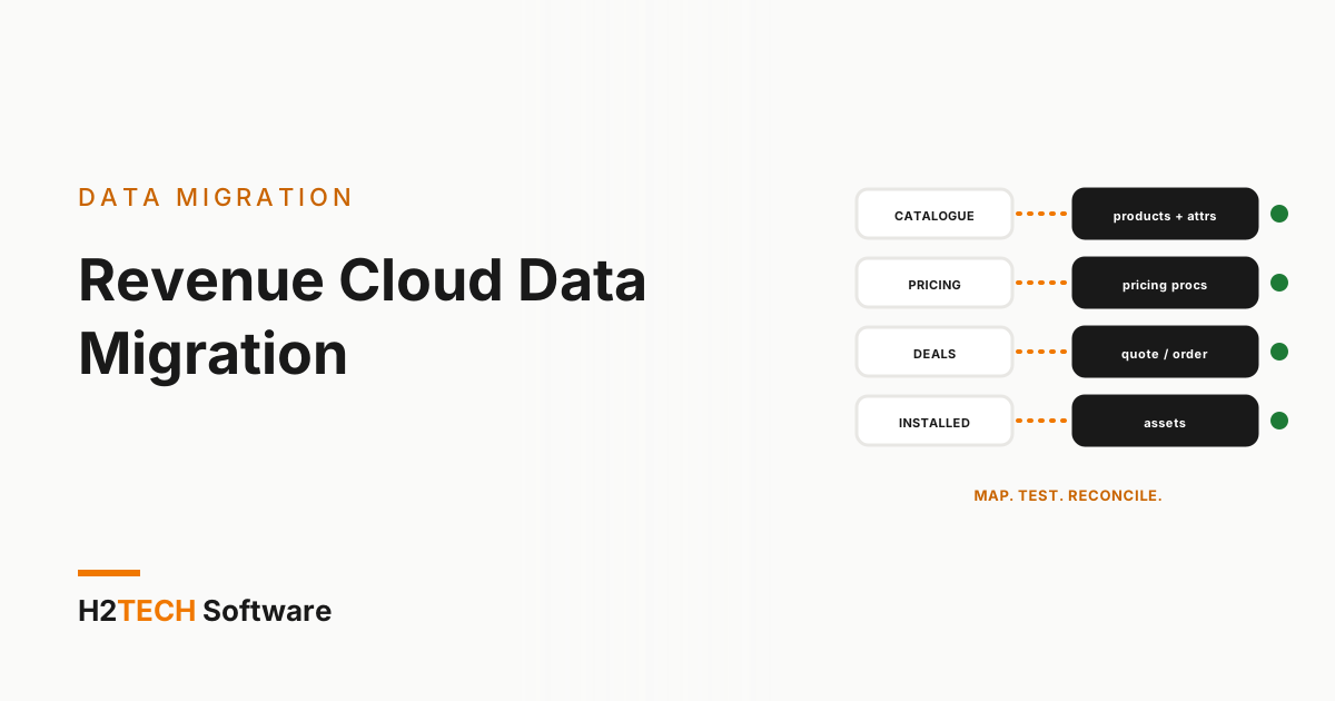 Revenue Cloud data migration: four CPQ data domains mapped and reconciled